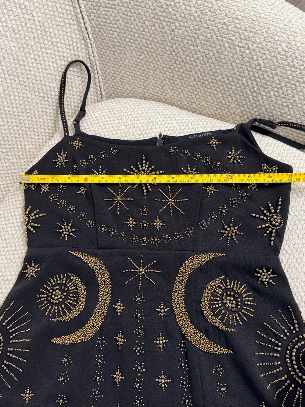Allsaint Black Gold-Embellished Celestial Mini Dress size 2 - Picture 9 of 9